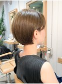 大人可愛いマロンベージュマッシュショートボブ◎30代40代50代