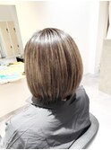 ハイライト/ベージュカラー/Xトリートメント/ショートボブ