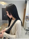 姫カット/オン眉/黒髪ロング/フェイスレイヤー