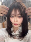 ミディアムレイヤーハッシュカットシャギーカットダークアッシュ