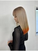 ハイトーン　ブランド　毛先オレンジ　ケアブリーチ　20代30代