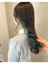 シュガー(Sugar) インナーカラー/ターコイズブルー/シアーグレージュ/波巻き