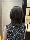 韓国顔まわりレイヤーカットグレージュオリーブベージュブラウン