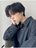 ハンサムショートパーマニュアンスパーマ黒髪耳かけ10代20代