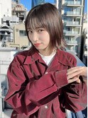 切りっぱなしボブ/インナーカラー