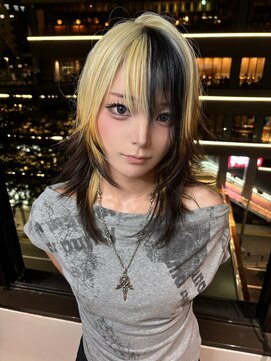 ベレーザ 渋谷(BELEZA) 15726ブリーチ＆ダブルカラー金髪黒髪アッシュレイヤーウルフ