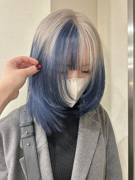 ゼストララ(ZEST Lara) ブルー×ブロンドルーツカラー【吉祥寺】斎藤百花