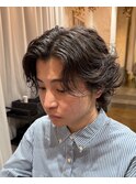 パーマ風センターパート