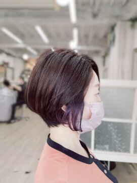 プレジール (Plaisir) 白髪染め+イヤリングカラー 30代40代50代60代 紫 前下がり