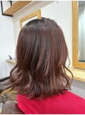 ストレートボブ×ダークオレンジ