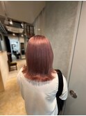 ピンクカラー/ダブルカラー/透明感/ボブ/熊本/上通