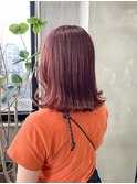 オレンジカラーコーラルカラー重めボブロブレッドカラーピンク