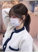 #63/韓国/韓国風/レイヤーカット/後れ毛/くびれヘア/前髪/表参道
