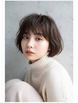 ヘアーズ ベリー 香椎店(hairs BERRY)&nbsp;抜け感レイヤー耳かけボブふんわり丸みショート/暗髪大人可愛い