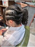 体育祭！コーンロウ風×サイドポニーテール