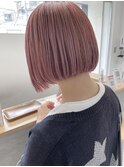 ミニボブ＿ピンクベージュ＿きりっぱなしボブ