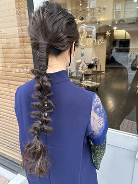 リノ(Lino) ヘアアレンジ、ヘアセット、結婚式参列ヘアセット、編みおろし
