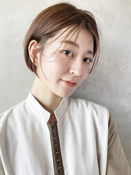 シオン(shion) 小顔くすみベージュ秋色透明感カラーワンレン_29055