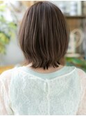 ★くすみベージュ小顔シースルーバングボブウルフ30代40代★1