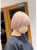 クリーミーベージュボブカット春カラー透明感ブリーチ渋谷駅