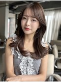 韓国ヘア顔周りレイヤー青髪似合わせカット20代30代