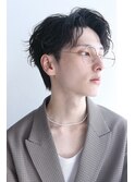 波巻きパーマツイストスパイラルパーマツーブロックメンズ黒髪