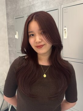 エヌ 大阪梅田店(enu) ボルドーカラー×韓国くびれ巻き