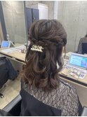 ヘアセットハーフアップ巻き髪