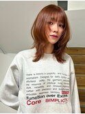 レイヤーカットハッシュカットフェイスレイヤーオレンジブラウン