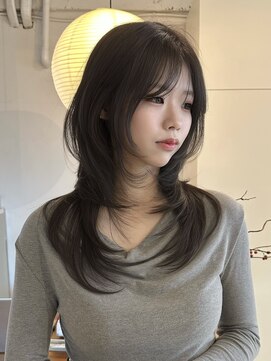 ライン(LINE) 韓国風/レイヤー/前髪カット/オリーブ/透明感/ハッシュカット