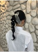 編みおろしポニーテール