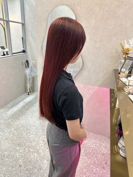 ロンド レア 天神大名店(Lond Le’a) ワインレッドダブルカラー髪質改善トリートメントレイヤーカット