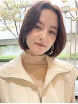 ヨファ ヘアー 芦屋店(YOFA hair) 大人可愛い似合わせボブセンターパート前髪パーマグレージュ1201