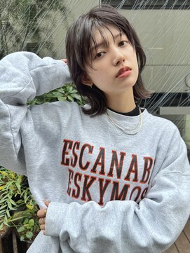 ミンクス渋谷スマートサロン(MINX shibuya smart salon) ショート 姫カット ダークアッシュ 魅力倍増カール シアーカラー