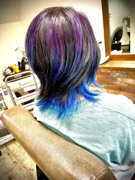 美容室ふくろう インナーカラー+グラデーションハイライト