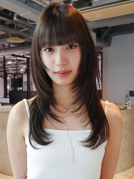 ロング前髪カット韓国ヘア顔周りレイヤー_ba562441