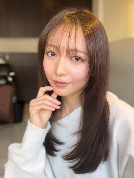 顔まわりレイヤー/ショコラブラウン/艶髪