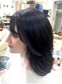ニュアンスレッドダークブラウン セミロング