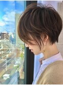 似合わせカットアースカラーのショートボブ