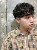 センターパートニュアンスパーマメンズマッシュパーマ札幌大通