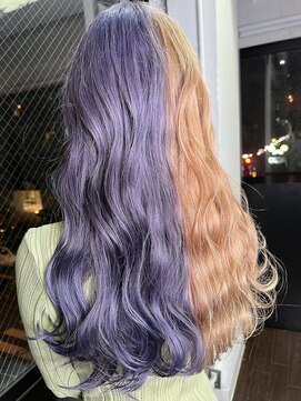 テテ(TETE) ツートンカラー　パープル×オレンジ　心斎橋×長堀橋