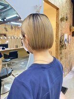 チャプター 問屋町(chapter)&nbsp;ケアブリーチミルクティーベージュ切りっぱなしボブミニボブ韓国