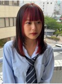前髪インナーカラーレッド!