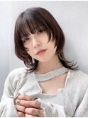 エッジウルフスタイル_斜めバンググレージュカラー_39317