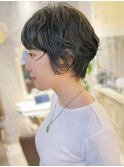 コスメパーマ ショート ダークカーキグレージュ