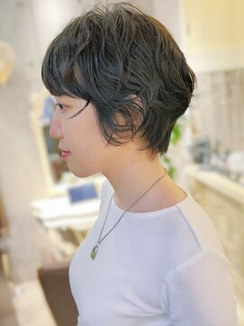キビト(kibito) コスメパーマ ショート ダークカーキグレージュ
