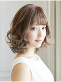 ★大人可愛い20代30代40代★美髪こなれ前髪ミディアムブラウン