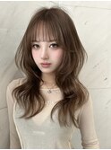 韓国ヘアーハッシュカットロングレイヤーカットグレージュ