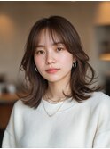 外ハネミディ 大人女子 前髪あり/20代/30代