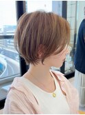 クールショート/ピンクベージュ/前髪/イメチェン